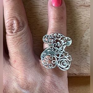 Taxco 925 Silver Ring Bear Shaped Big Mexican Silver Ring size 6